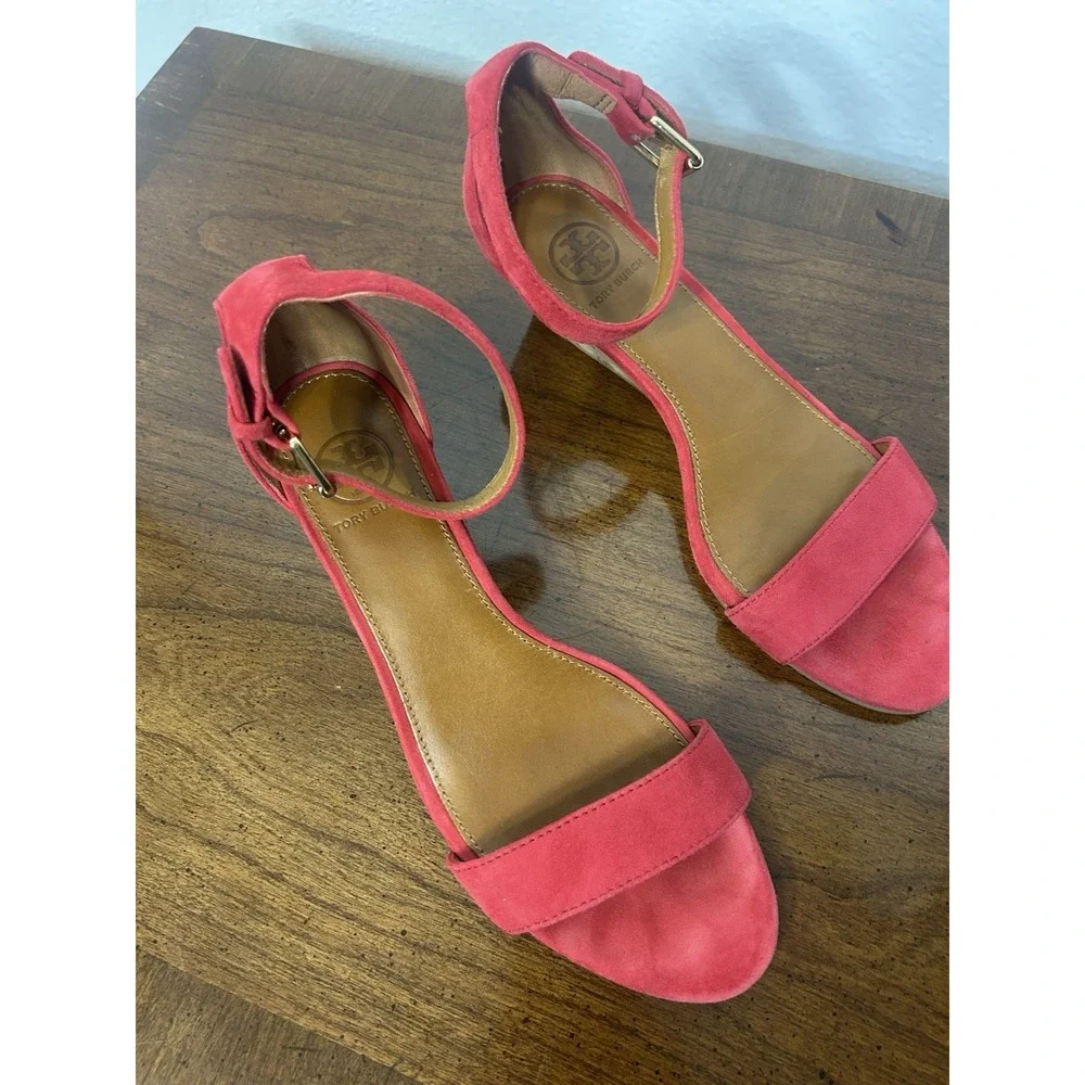 Tory Burch Wedge Heel Leather Quality Shoes Women 6.5 Red Classy Sexy Date Party